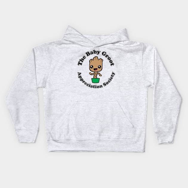 Guardians Of The Galaxy Baby Groot Appreciation Society Kids Hoodie by Rebus28